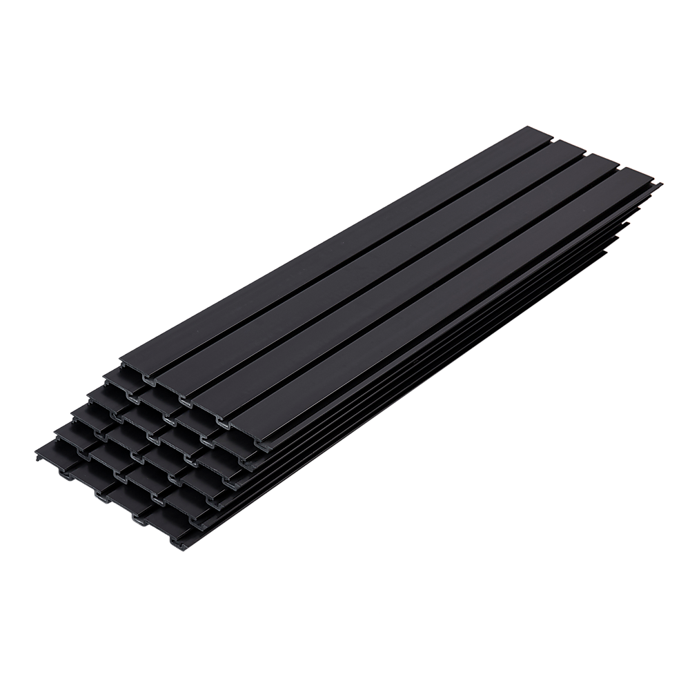 Slatwall Storage Pack of 6 Black PVC Panels - Retail Display Garage Storage