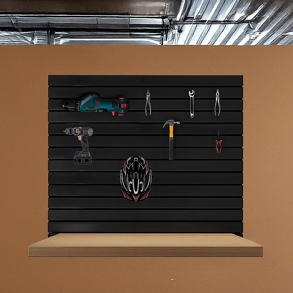Slatwall Storage Pack of 6 Black PVC Panels - Retail Display Garage Storage