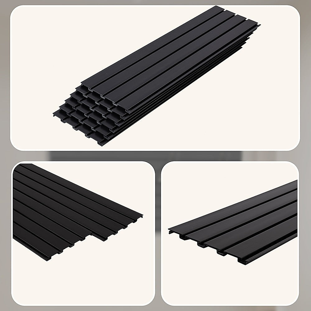 Slatwall Storage Pack of 6 Black PVC Panels - Retail Display Garage Storage