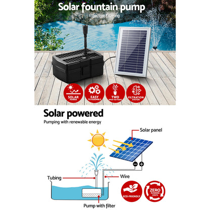 Solar Pond Pump with Filter Box 4.6FT Gardeon