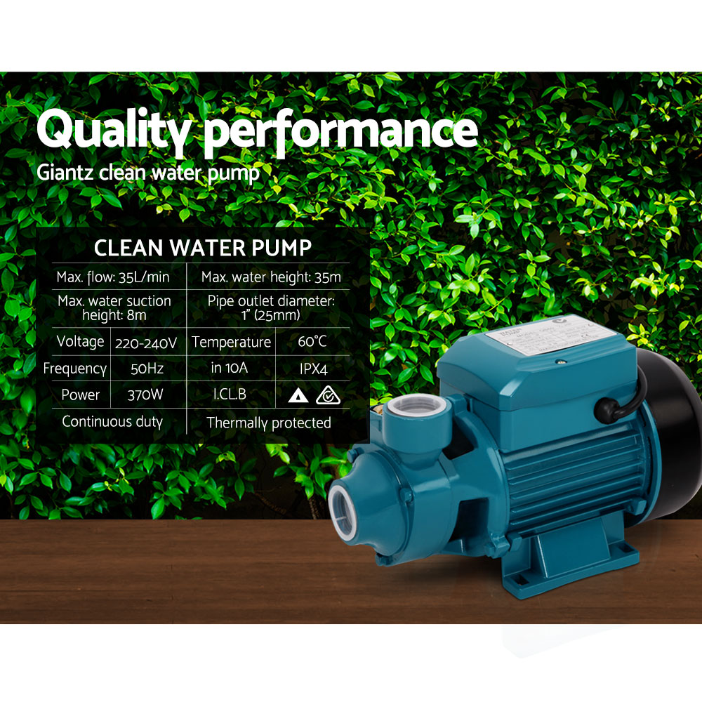 Water Pump Garden Boiler Car Wash Electric Irrigation QB60 Giantz Peripheral