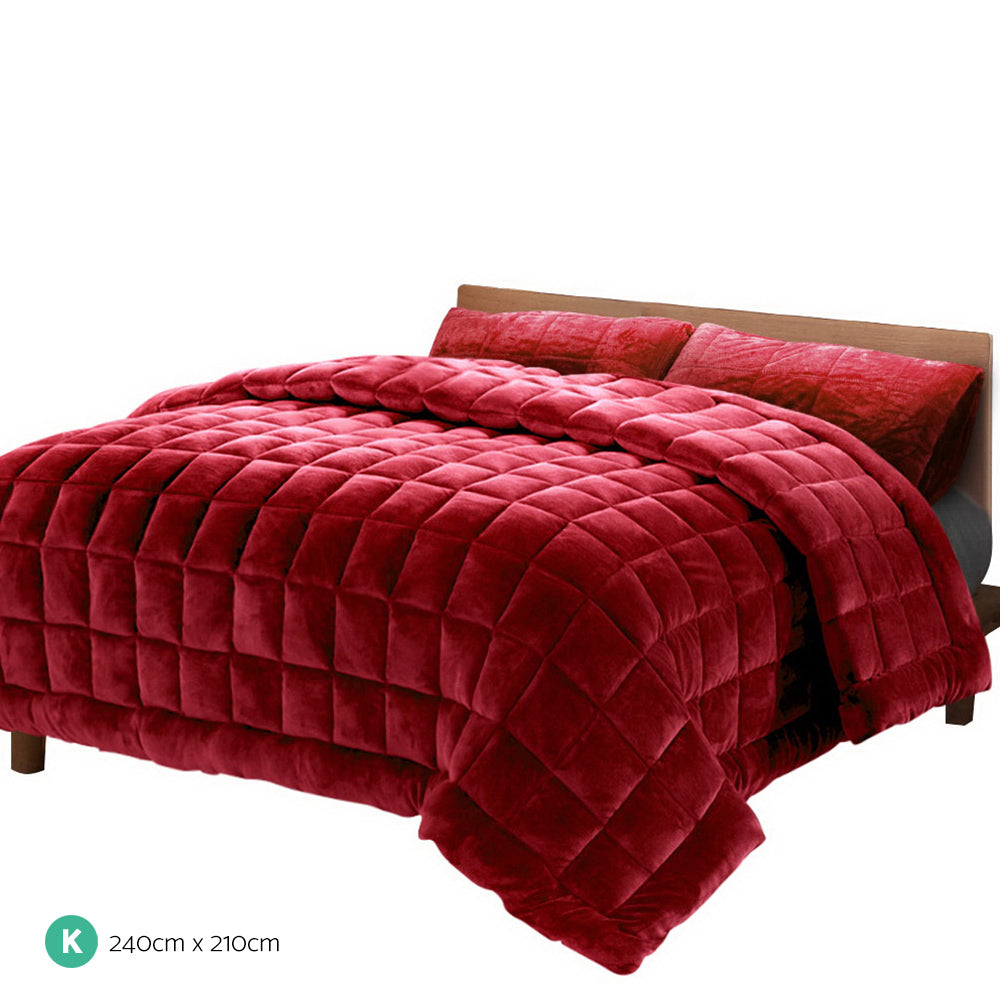 Faux Mink Quilt Burgundy King Giselle Bedding