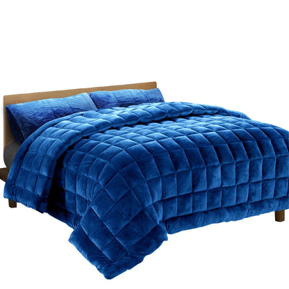 Faux Mink Quilt Blue King Giselle Bedding