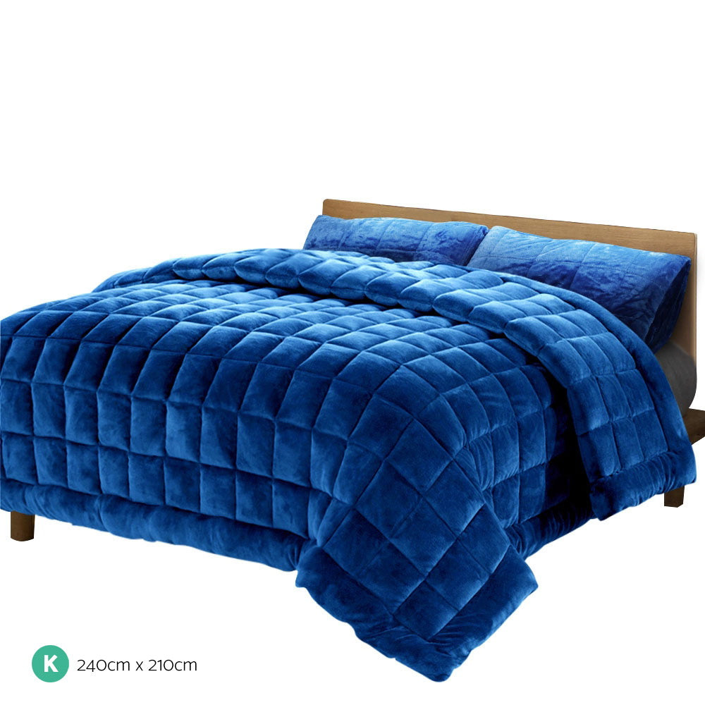 Faux Mink Quilt Blue King Giselle Bedding