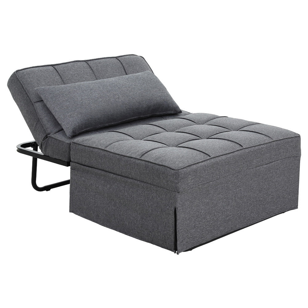 Artiss Sofa Bed Lounge Convertible Ottoman 1 Seater Couch Recliner Linen Grey