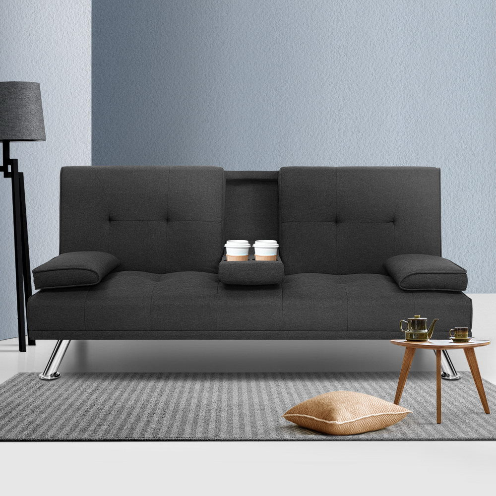 Artiss Sofa Bed 175CM Dark Grey Fabric