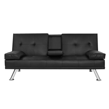 Artiss Sofa Bed 168CM Black PU Leather