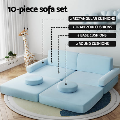 Artiss Sofa Bed 2 Seater Couch Kid Play DIY Modular Lounge Chaise Suite Velvet