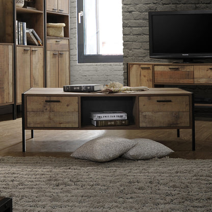 Coffee Table 2 Drawers Particle Board Storage in Oak Colour