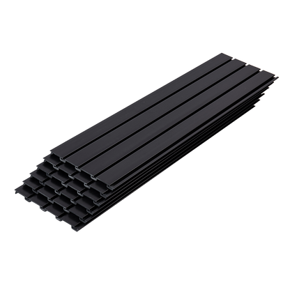 Slatwall Storage Pack of 6 Black PVC Panels - Retail Display Garage Storage
