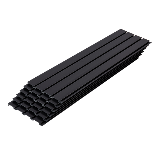 Slatwall Storage Pack of 6 Black PVC Panels - Retail Display Garage Storage
