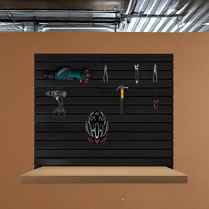 Slatwall Storage Pack of 6 Black PVC Panels - Retail Display Garage Storage