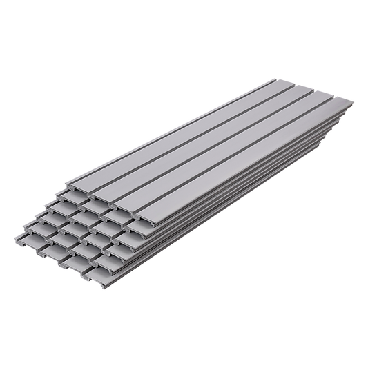 Slatwall Storage Pack of 6 Grey PVC Panels - Retail Display Garage Storage + Hooks