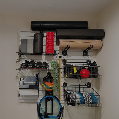 Slatwall Storage Pack of 6 Grey PVC Panels - Retail Display Garage Storage + Hooks