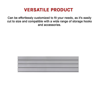 Slatwall Storage Pack of 6 Grey PVC Panels - Retail Display Garage Storage + Hooks