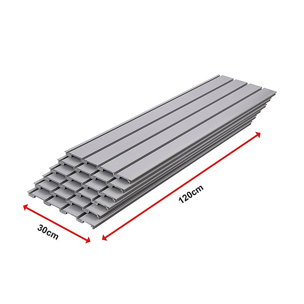 Slatwall Storage Pack of 6 Grey PVC Panels - Retail Display Garage Storage + Hooks