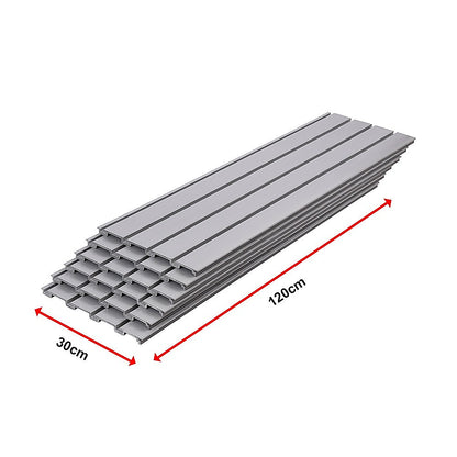 Slatwall Storage Pack of 6 Grey PVC Panels - Retail Display Garage Storage + Hooks